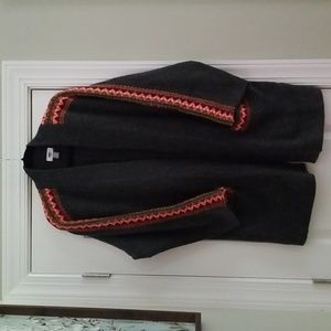 Old Navy Gray Cardigan with Red and Orange Accents